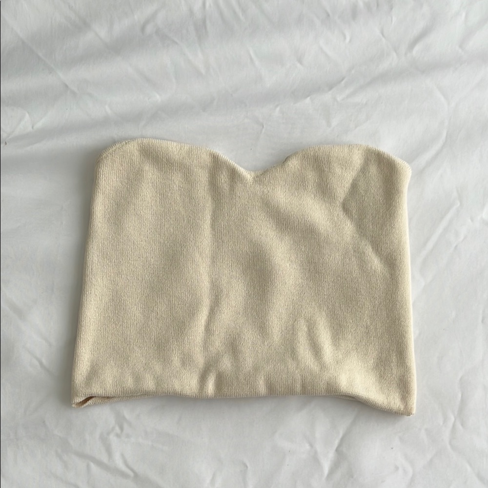 Zara Cream Strapless summer Top